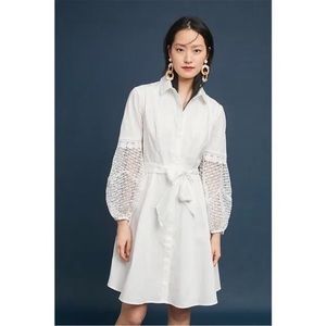 Anthropologie Adria Moss Crocheted Poplin Dress.
